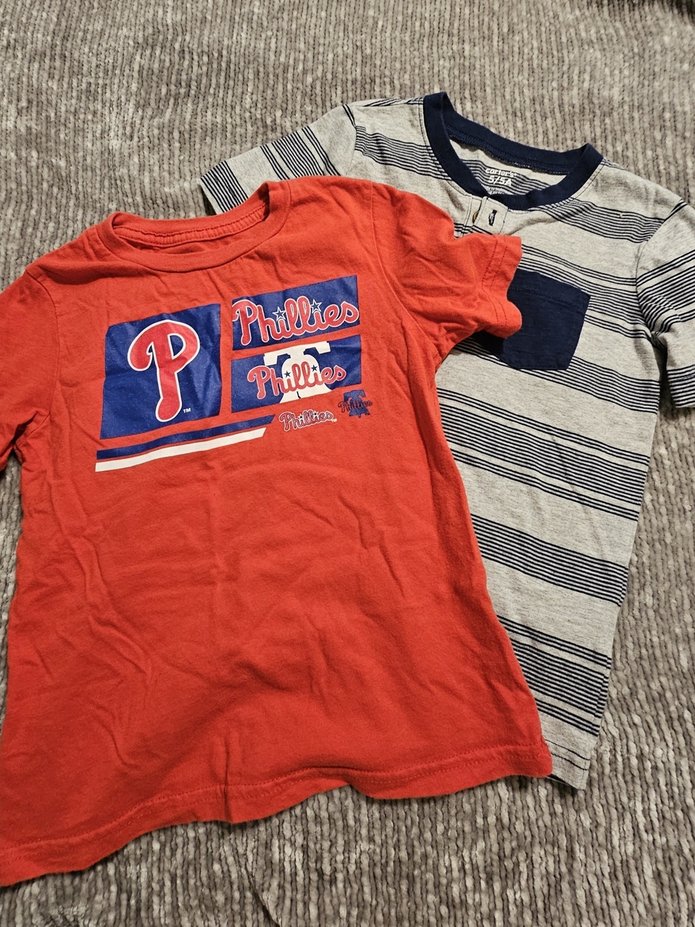 Lot Of 2 Graphic Tees - Short Sleeve - Phillies Crewneck and Stripe Henley